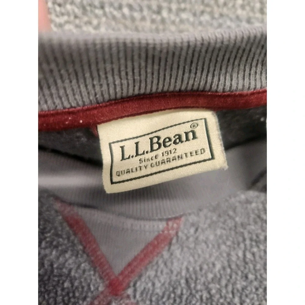 Vtg. LL Bean Tumbled Sherpa Crew‎ Pullover Front Pocket Gray Men's Size Large